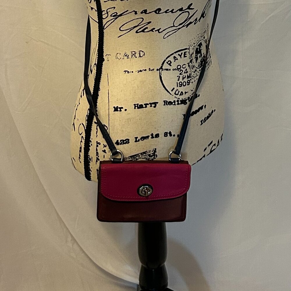 Coach Two-Tone Mini Crossbody Bag in Pink and Brown